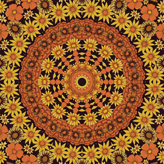 Fototapeta premium Festival art vector seamless pattern mandala