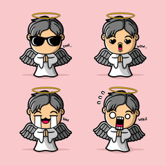 vector illustration of cute little angel emoji
