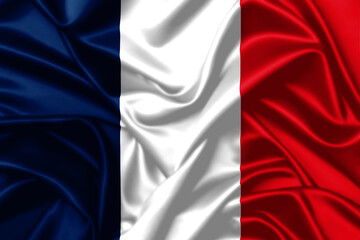 France waving flag close up satin texture background