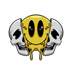 Emoticon Skull Streetwear Cartoon