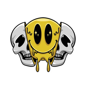 Emoticon Skull Streetwear Cartoon