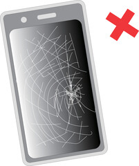 画面が損傷したスマホのイラスト