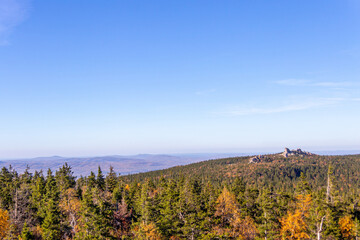 View from the top of mountain Yurma. Taganay national Park. South Ural, Chelyabinsk region, Russia