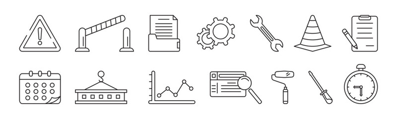 Construction Business line art icon set design template vector illustration