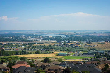 Tri-Cities Washington city of Richland from elevated viewpoint