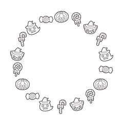 ハロウィン キャラ おかし フレーム ぬりえ