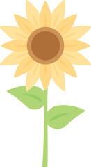 Cute yellow sunflower flat design illustration