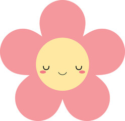 Cute pink flower icon. Flat design illustration.	