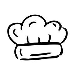 Chef hat doodle icon, uniform caps for kitchen staff