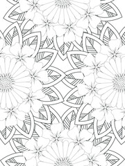 Flowers coloring book page. Isolated on white background. Doodle drawing anti-stress coloring books page for adults or children. Flat  Illustration