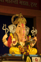 Pune, Maharashtra, India, 2 September 2022, Beautiful idol of Lord Ganesh installed by Jilbya...