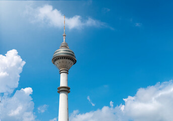 Obraz premium modern television tower, front view. Endem tower