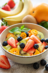 Healthy fresh fruit salad in a bowl
