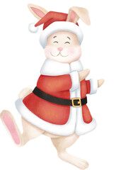 Christmas rabbit - Santa Claus. Isolated illustration.