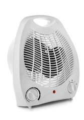 Electric fan heater on white background