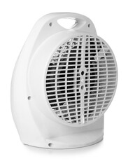 Electric fan heater on white background