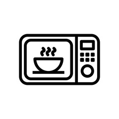 Simple And Clean Microwave Cooking Outline Vector Icon Illustration On White Background