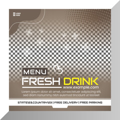 Fresh drink template for  social media post advertising banner with chocholate color