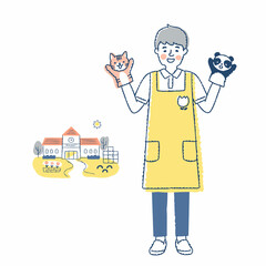 保育士の男性と保育園