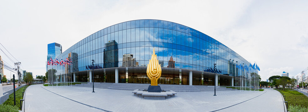 Bangkok, Thailand - September 04, 2022: Queen Sirikit National Convention Center (QSNCC) in Bangkok, Thailand. to welcome APEC Economic Leaders at "APEC Thailand 2022" In November 2022.