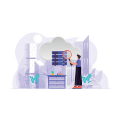 Cloud Data Research Illustration Concept