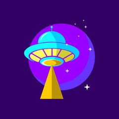 Fancy alien spaceship or ufo flat illustration design