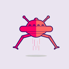 simple modern spaceship doodle vector element design