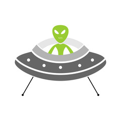 Fun alien in spaceship flat illustration design element vector