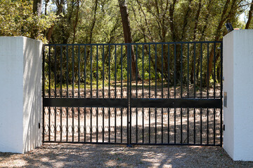 black steel classic old vintage portal style metal driveway entrance gate access entry home park