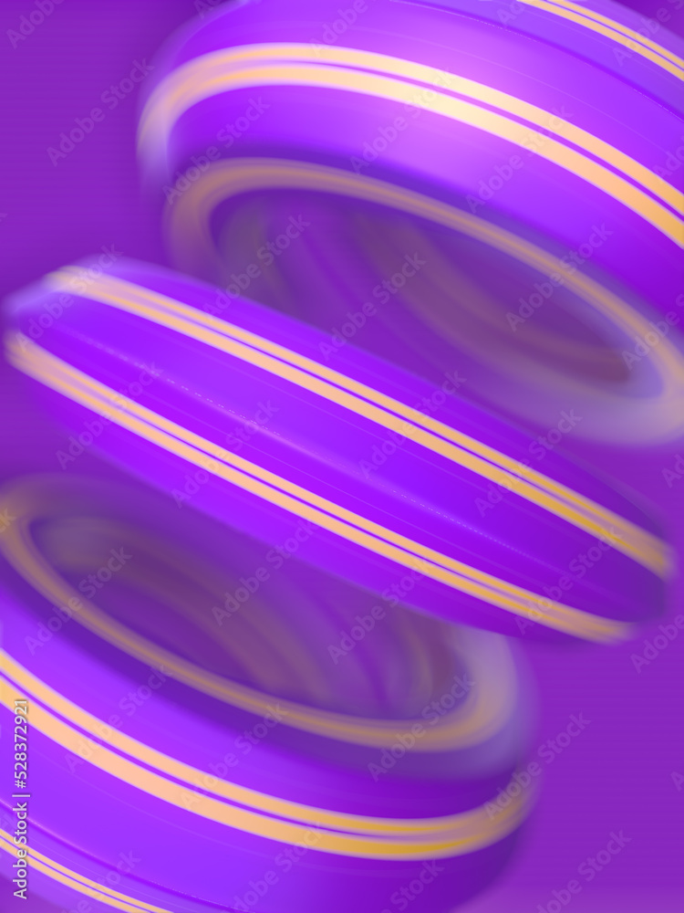 Poster Geometric shape in the form of spiral with neon stripes. 3d rendering digital illustration background
