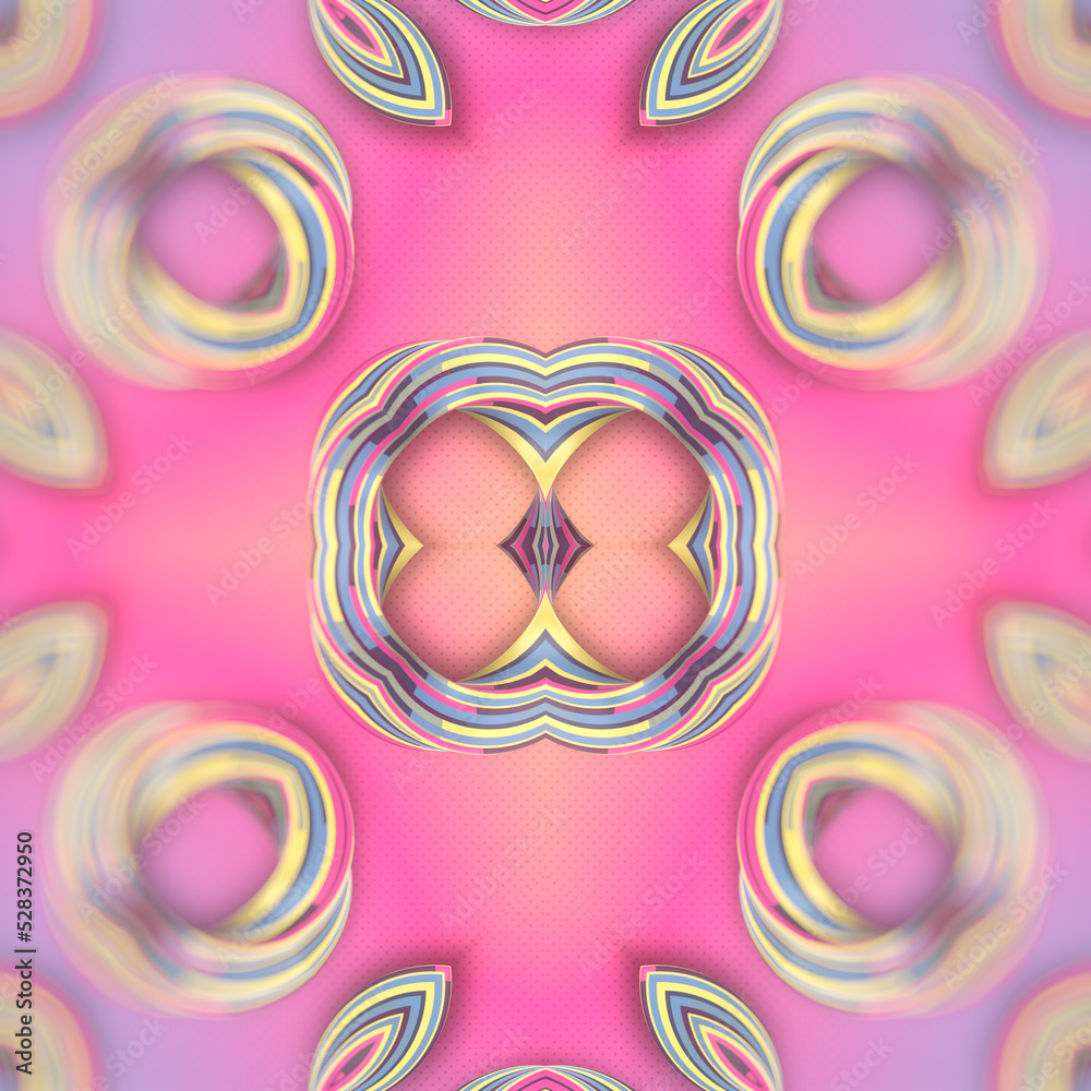 Poster Pattern from a group of curved iridescent shapes. Abstract creative background. 3d rendering digital illustration
