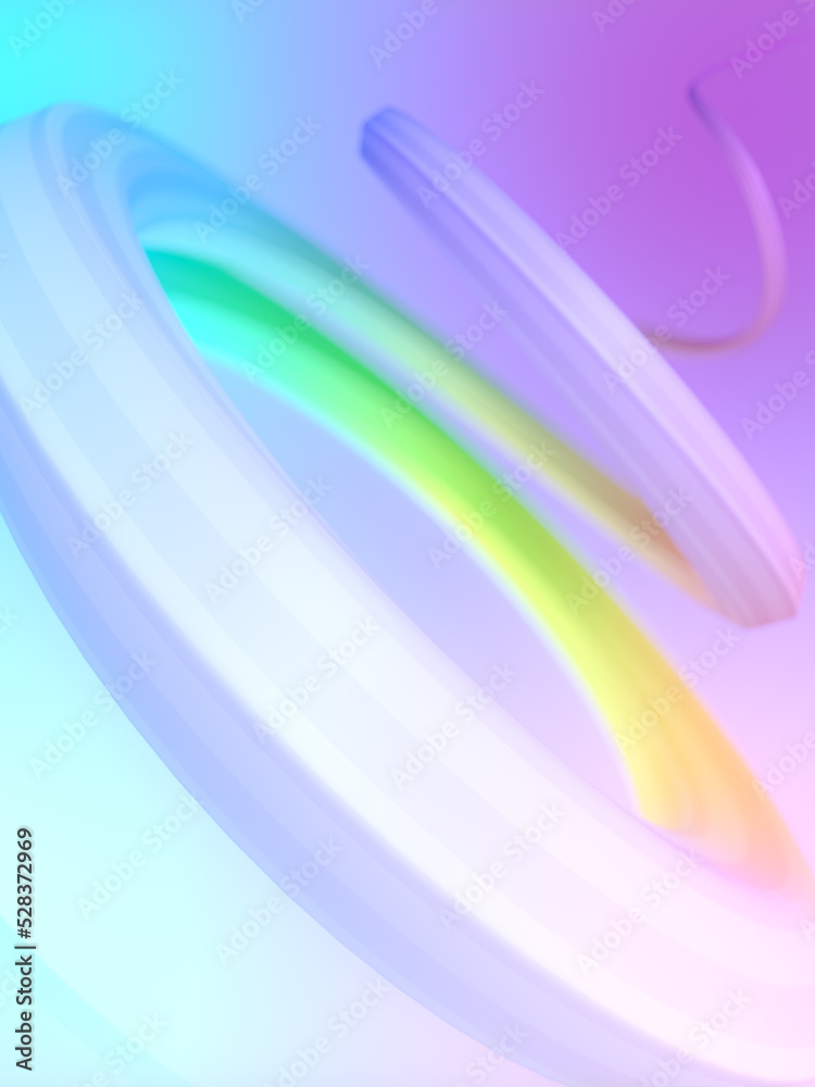 Poster Digital illustration of a neon colored helix. Futuristic graphics style. Optical illusion. Modern art. 3d rendering