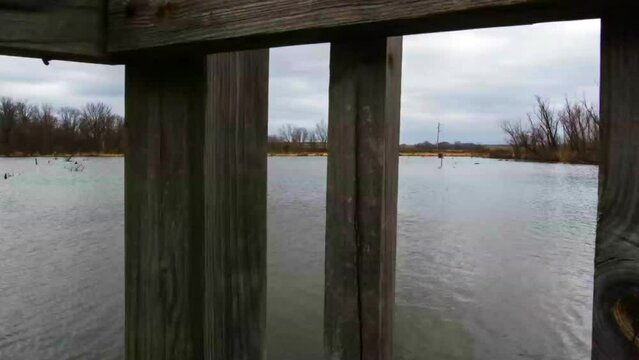 Aerial Time Lapse Shot Of Idyllic Lake Against Cloudy Sky - Buckner, Missouri