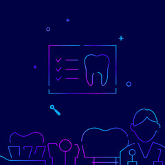 Tooth snapshot gradient line vector icon, simple illustration on a dark blue background, YYY related bottom border.
