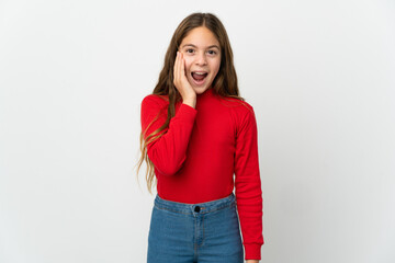 Little girl over isolated white background with surprise and shocked facial expression