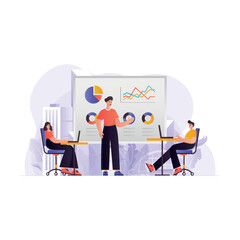 Team Management and presentation Illustration Concept