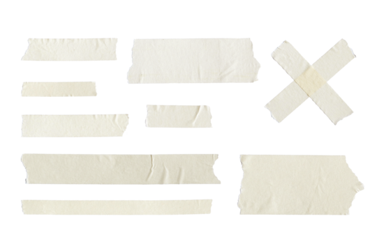 Adhesive tape set isolated on transparent background. Png realistic design element.