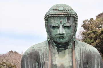 Ancient bronze statue of Great Buddha Daibutsu, Kotoku-in temple, Japan, Asia