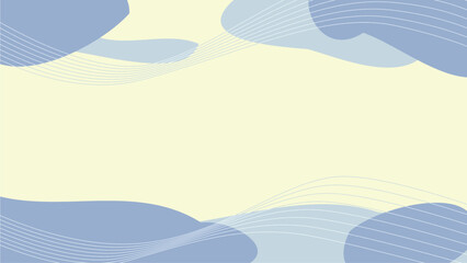 Abstract Blue Clouds artwork with Wavy Lines, Yellow Background