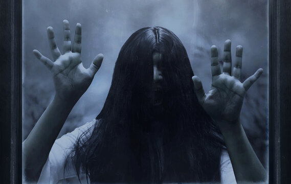 Scary ghost woman, halloween theme