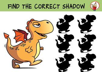 Funny little dragon. Find the correct shadow