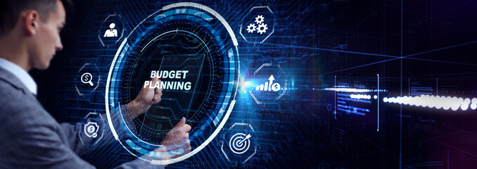 Budget planning business finance concept on virtual screen interface. Business, technology, internet and networking concept.