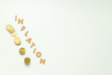 Concept of financial, economic problems and inflation, space for text