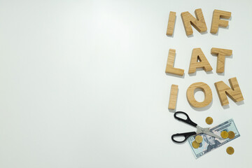 Concept of financial, economic problems and inflation, space for text