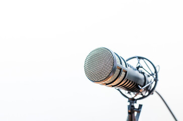Background with a professional microphone and copy space