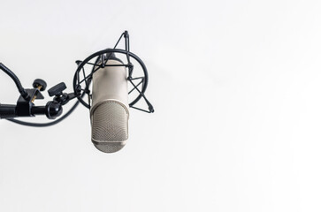 Background with a professional microphone and copy space