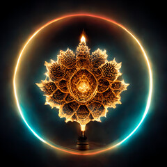 Abstract glowing lotus mandala illustration
