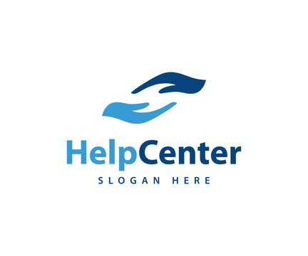 Helping hand logo design. Helping hand vector icon. Help center logo design