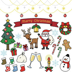 かわいいクリスマスのイラストセット