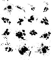 Fototapeta premium Set of black ink blots - Ink splash collection. Black vector brush strokes collection. Black paint spots vector set 